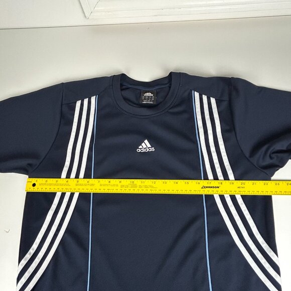 Adidas Shirt Mens XL Navy White Three Stripe Pullover Jersey Short Sleeve Casual - Picture 5 of 9